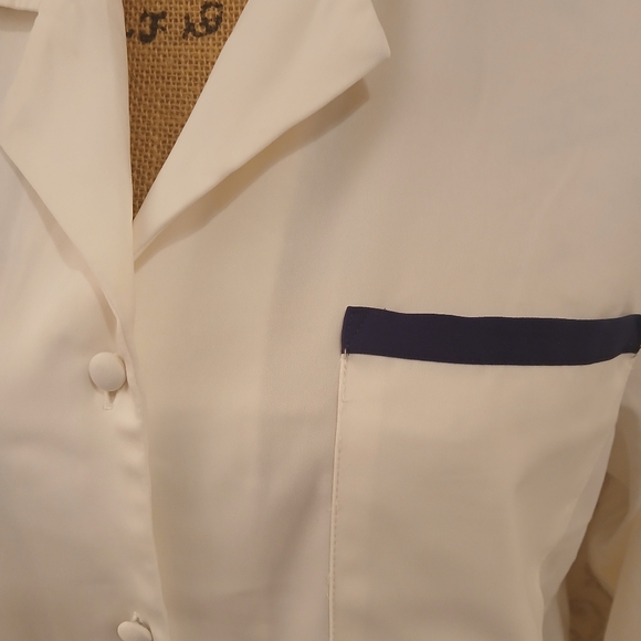 CREAM AND NAVY SOFT PAJAMAS  BY GO SOFTLY SIZE SMALL - Picture 3 of 12